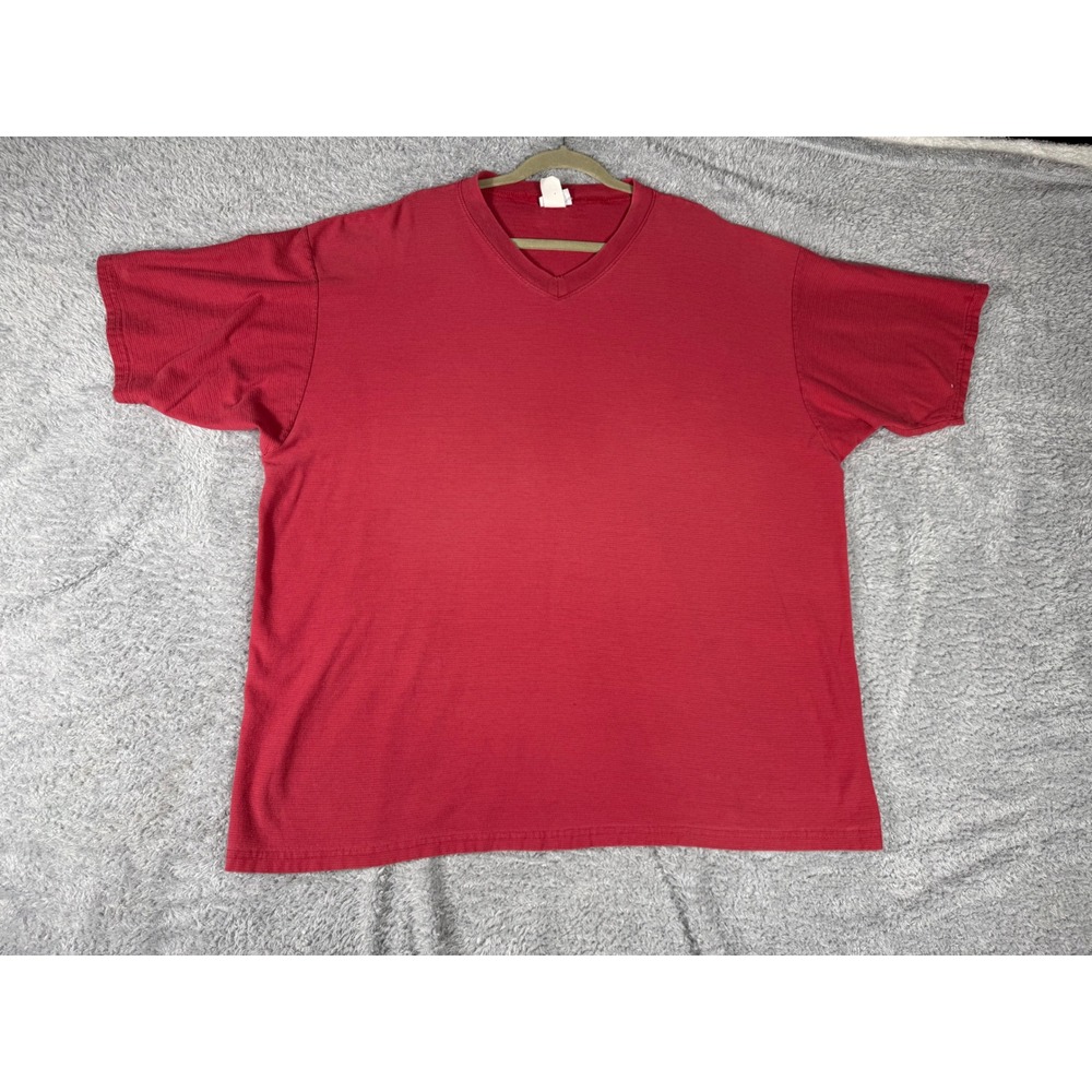 Stone Mesa V-Neck T-Shirt Mens XL Red Good Ribbed Textured Vintage 90s Style Tee